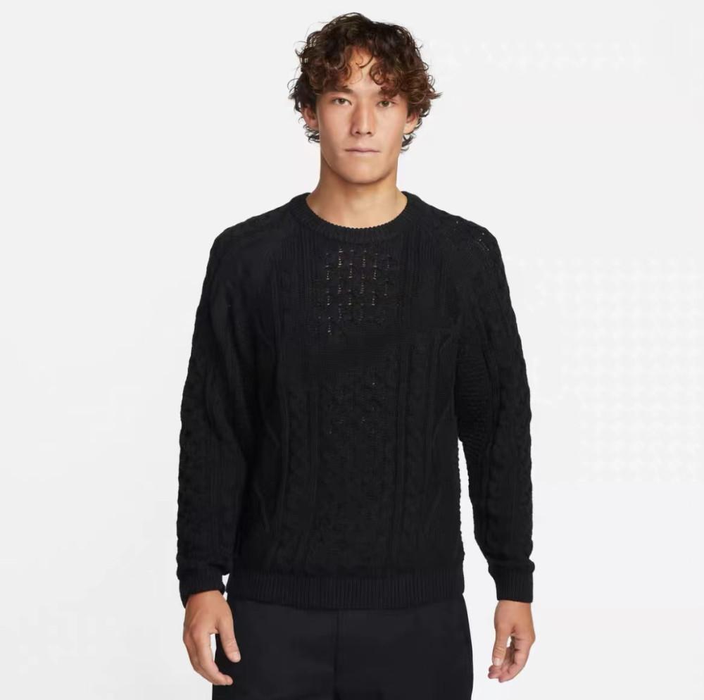 나이키 스포츠웨어 스우시 케이블 니트 스웨터 블랙 DQ5177-010