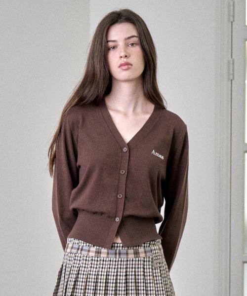BASIC LOGO CARDIGAN BROWN