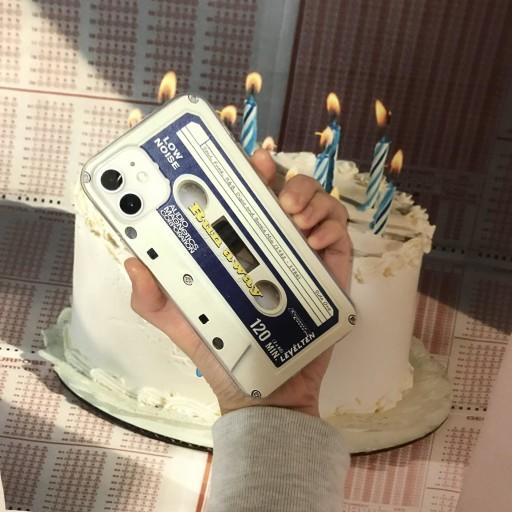 빈티지 블루 카세트 투명 젤하드 이니셜 케이스📼