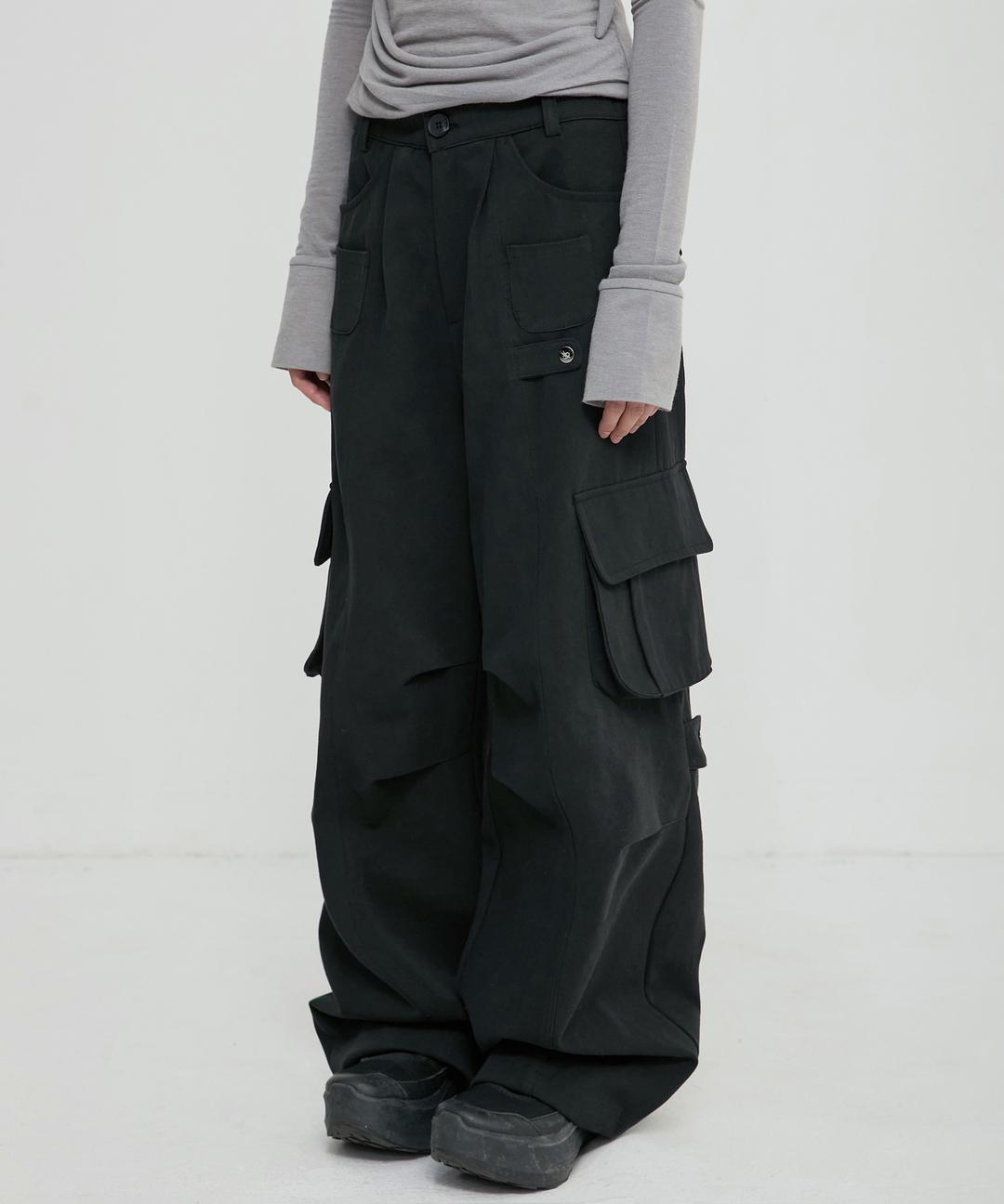 Wide Cargo Pants (FL-262_Black)