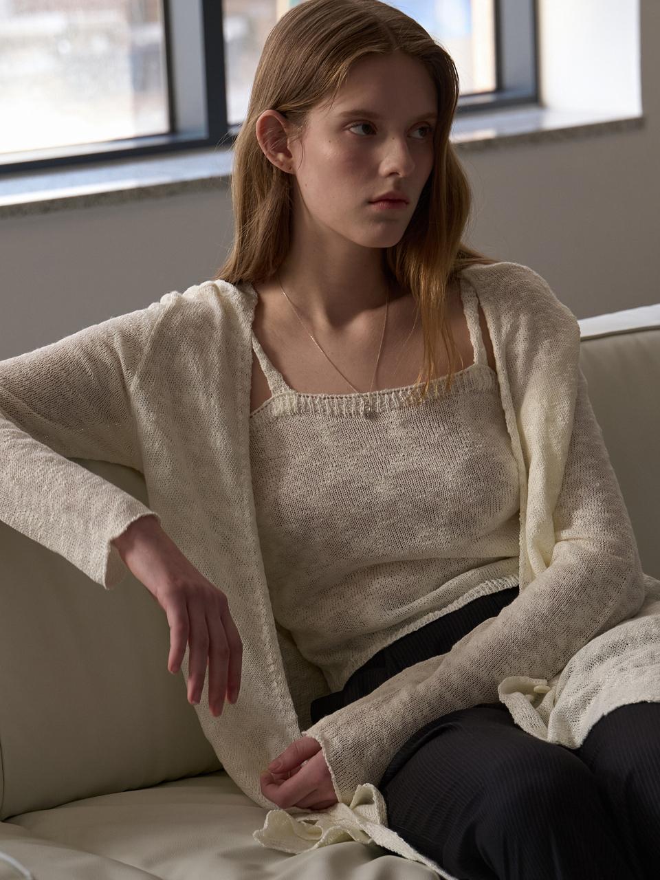 [세트] 리즈 랩 가디건 + 슬리브리스 아이보리 amr2023