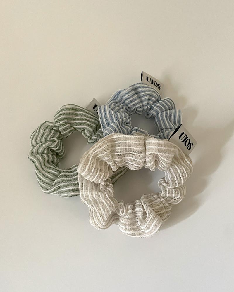 [3color] 니트 스트라이프 스크런치