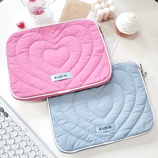 [당일배송] 하트 누빔 아이패드 노트북 파우치 11인치 13인치 14인치 15인치 16인치 맥북 프로 갤럭시탭 그램 태블릿 케이스 충격보호 가방