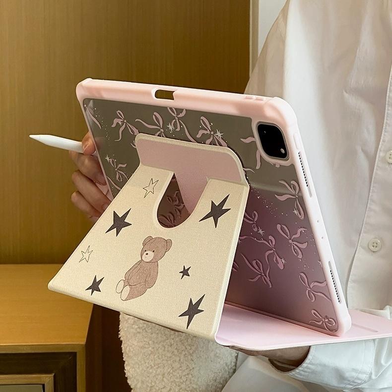 핑크 리본 베어 아이패드 케이스