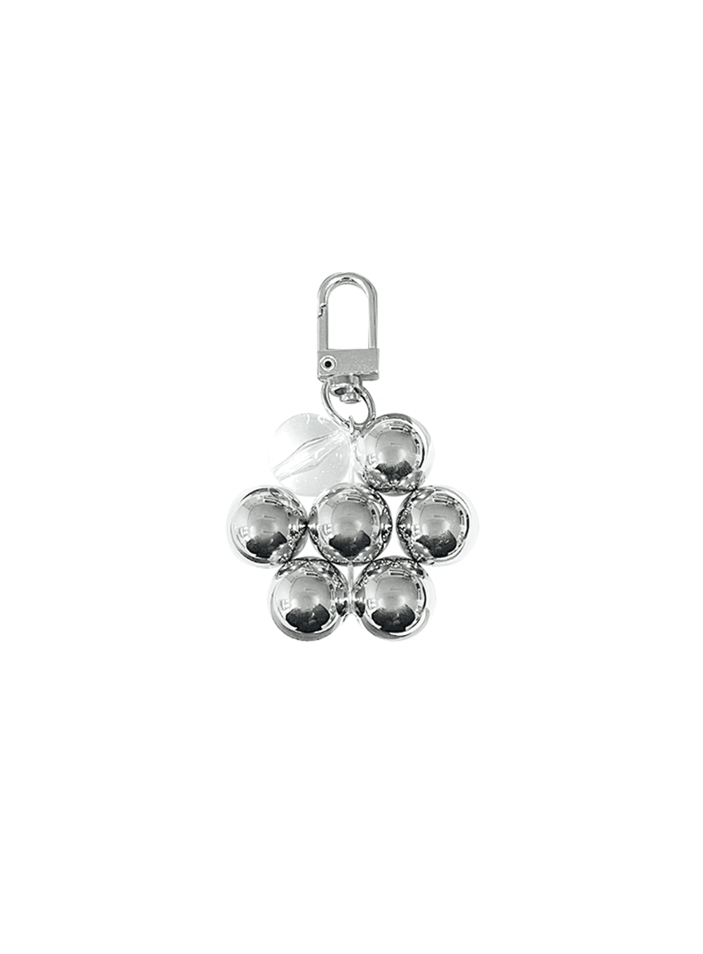 [ONLY TAB] Silver bubble flower keyring