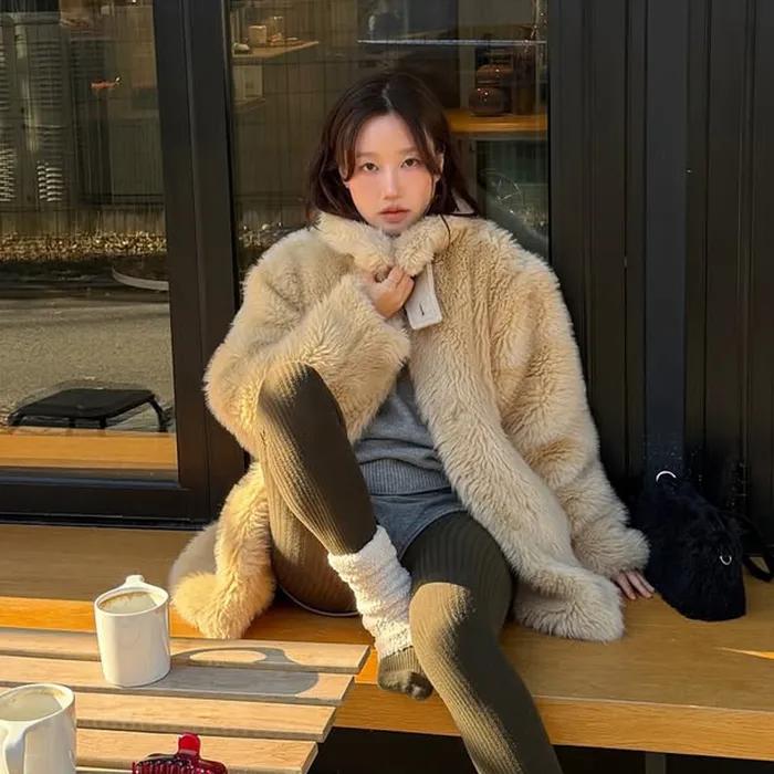 teddy faux fur coat_beige