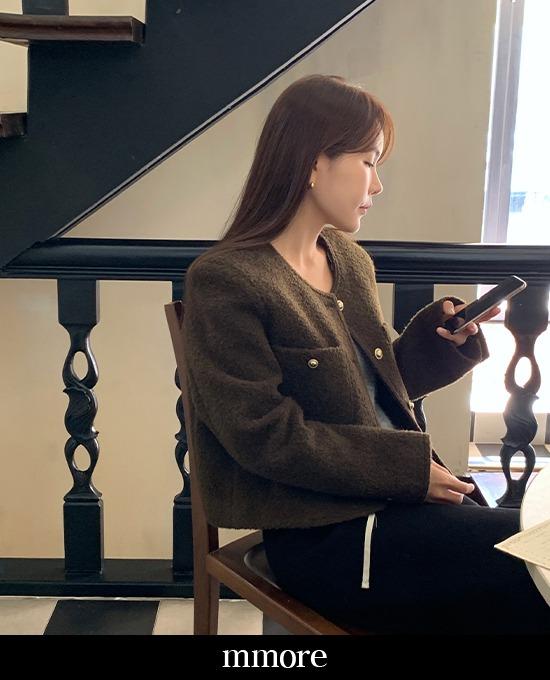메리어라운드 [mmore] boucle round wool tweed jacket (wool 70%)