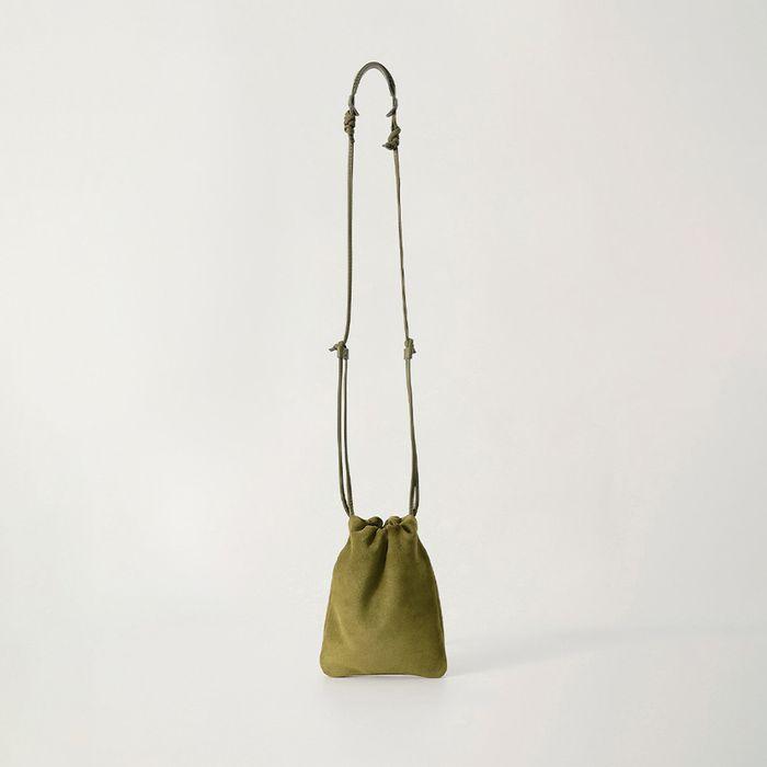 Fatu shoulder mini bag (Olive green suede)