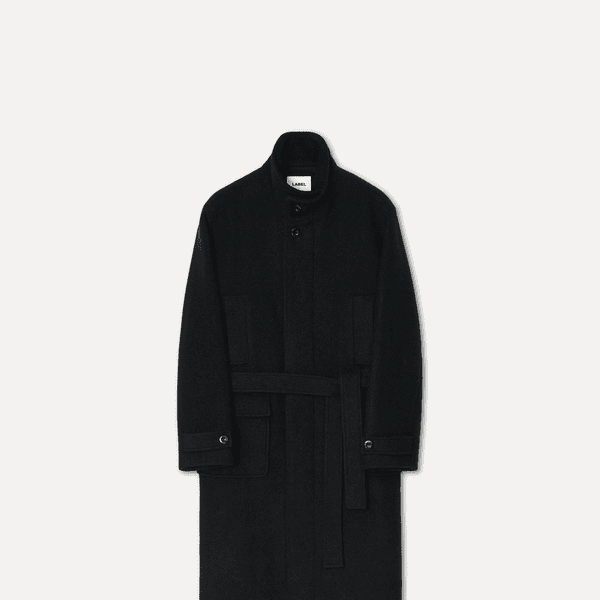 Marlow high neck premium wool coat dark coal