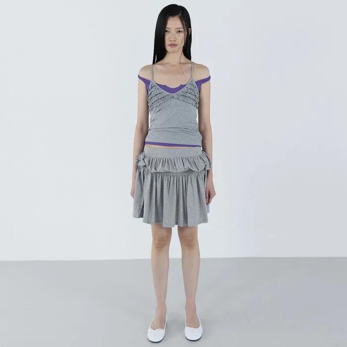 Fluid Shirring Skirt _ Gray