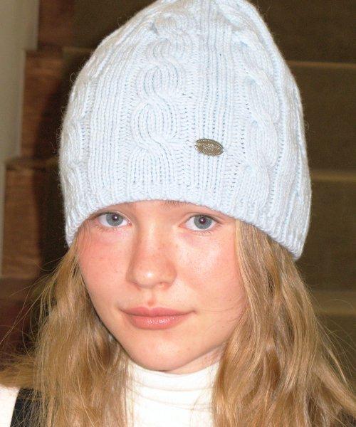 pendant cable beanie - snow blue
