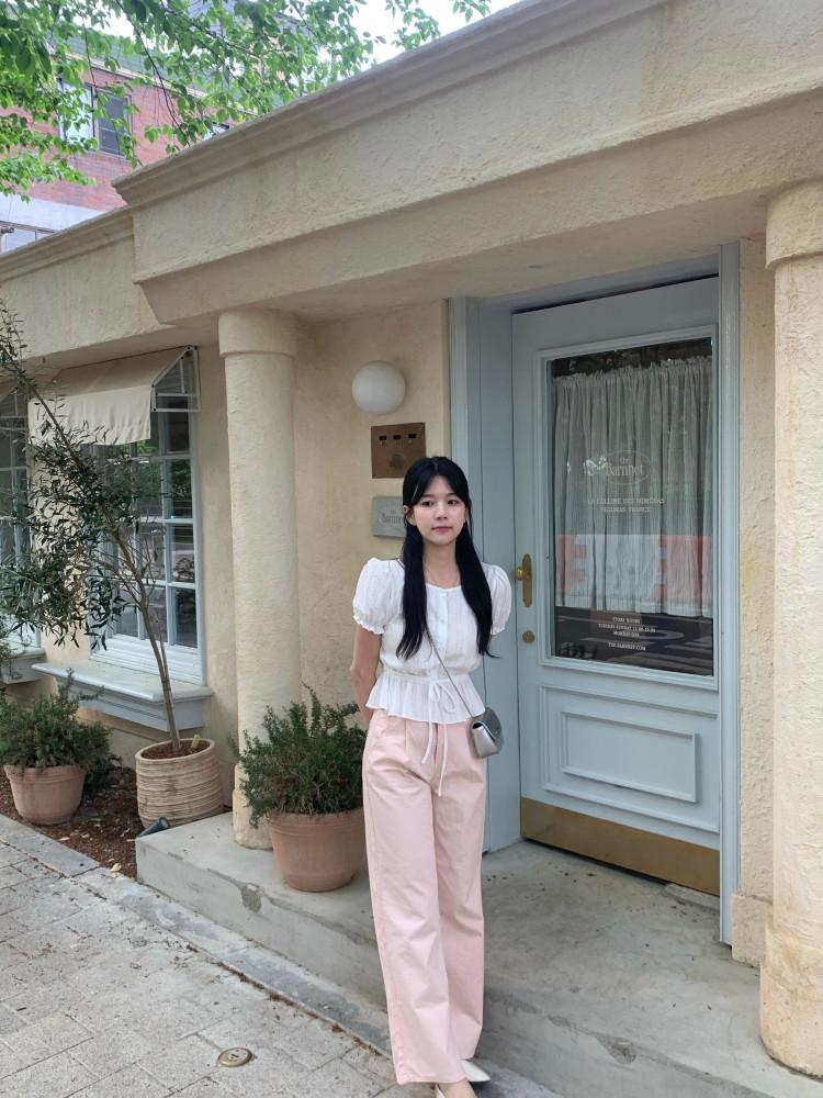 [당일발송] 로아 썸머 핀턱 와이드 면팬츠(2col),여성 여름 화이트 핑크 면바지