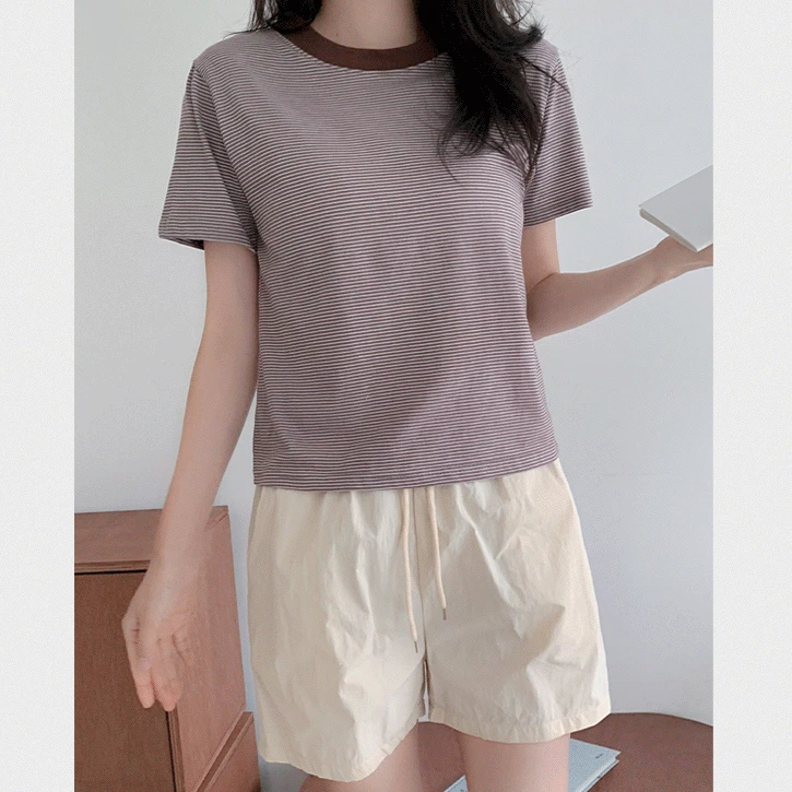 잔잔단가라11 배색라운드반팔티