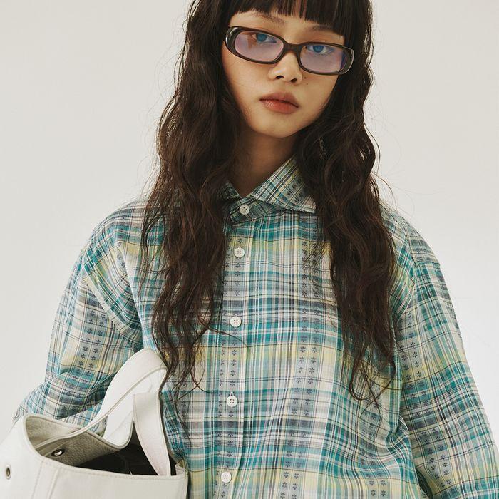 [2차]FLORAL CHECK SHIRT, GREEN