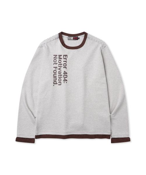 스트라이프 레이어드 긴팔티셔츠 아이보리