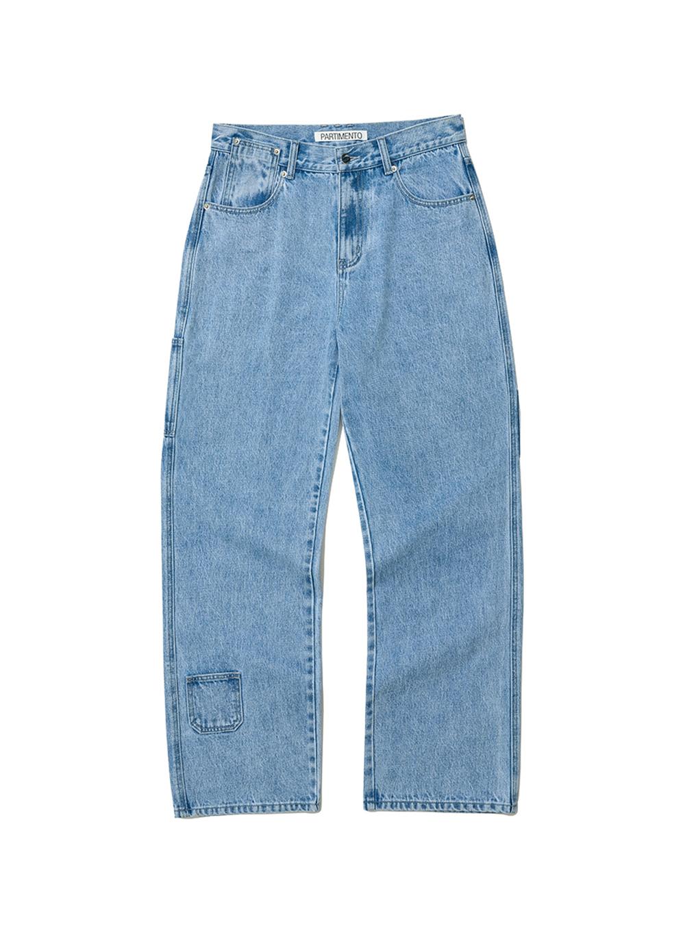 [WOMEN] POCKET POINTED WORK JEANS_LIGHT BLUE