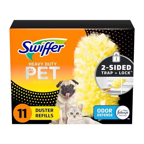 Swiffer Dusters 튼튼한 반려동물 멀티 표면 먼지떨이 리필, 청소용 페브리즈 냄새 방지, 11개