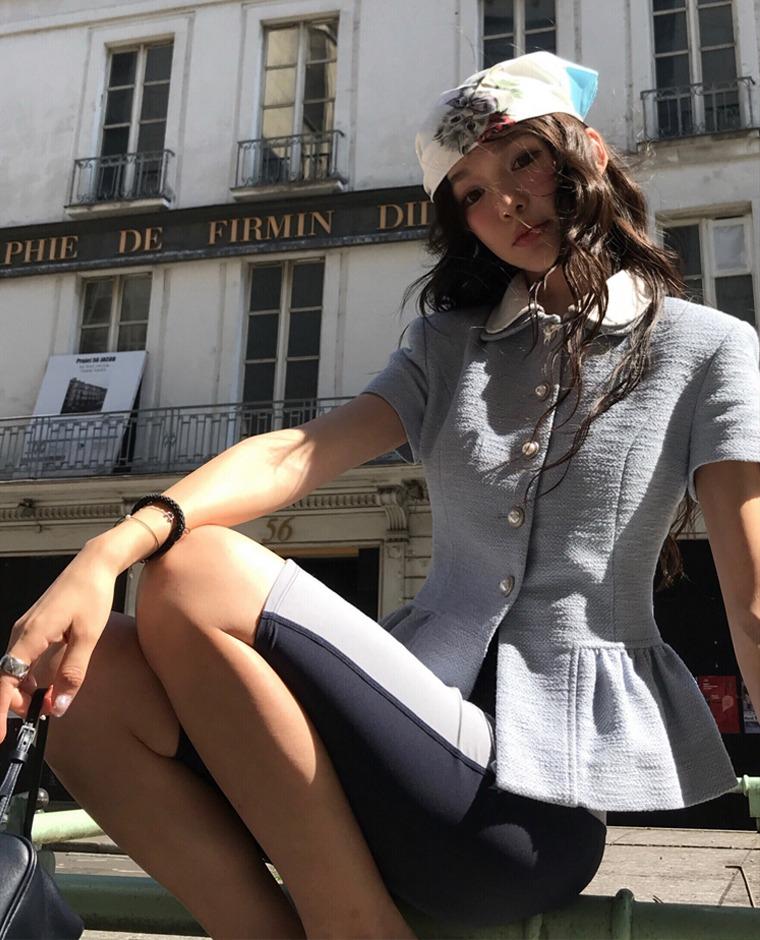 쇼콜라 프릴 자켓 블루