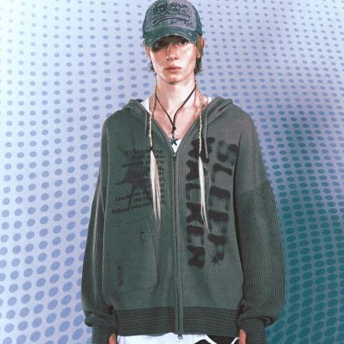 Dreamer Hood Zip-Up Sweater(WARM GRAY)