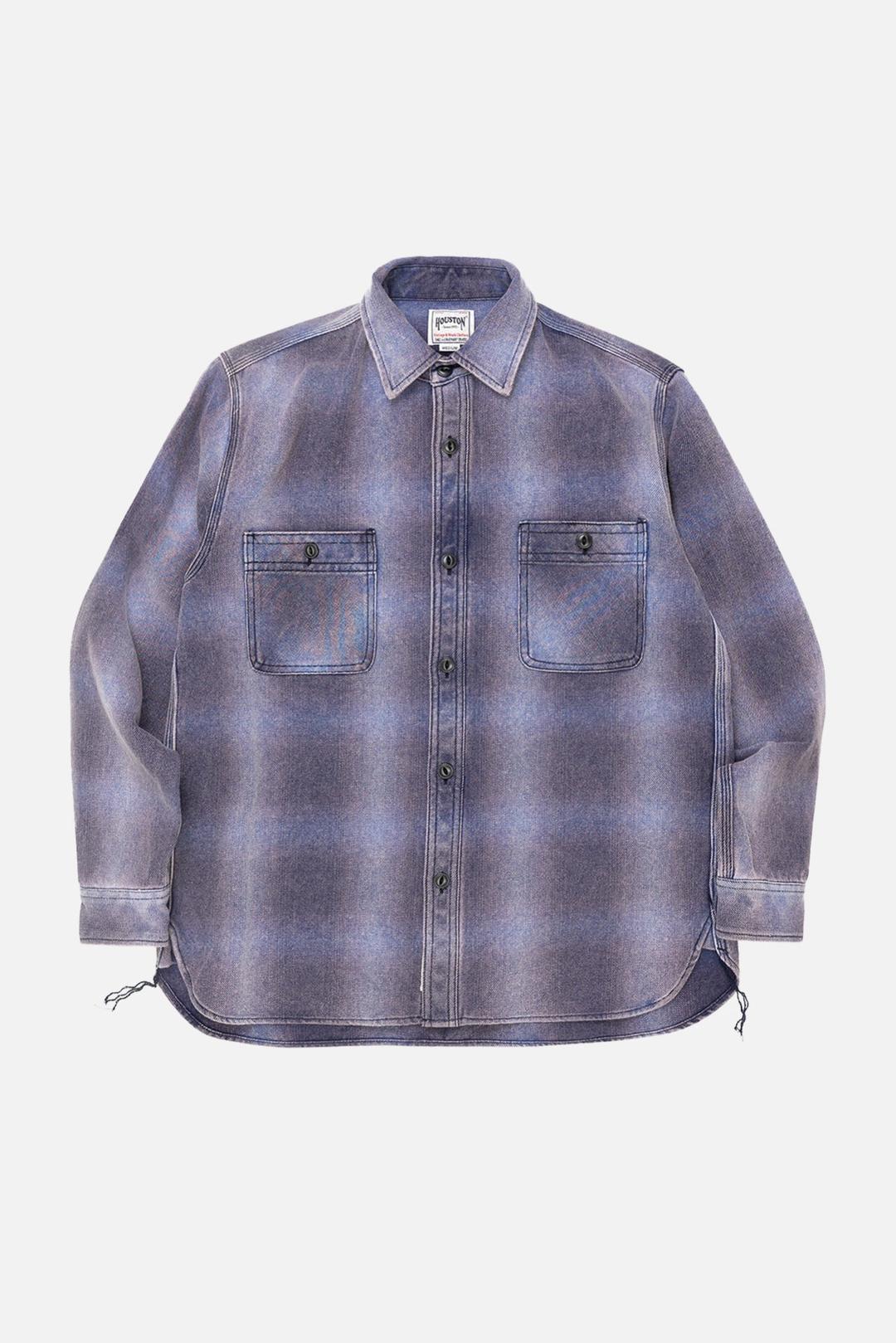 HOUSTON JAPAN 41252VW Vintage Ombre Check Viyella Shirt "Navy\" 휴스턴 재팬 41252VW 빈티지 옴브레 체크 비옐라 셔츠 \"네이비\"