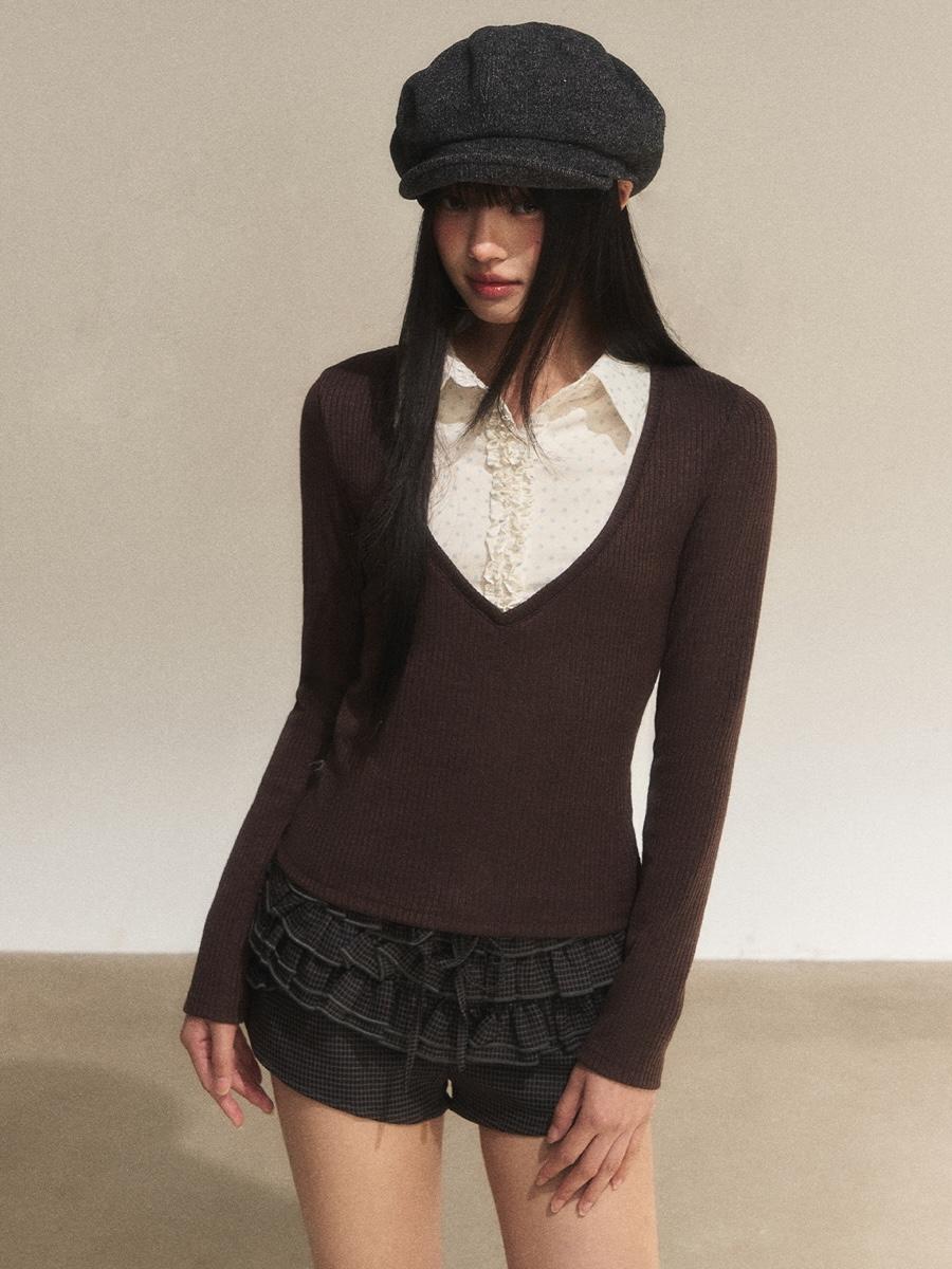 Weekendhub Romance Ruffle Layered Knit Top