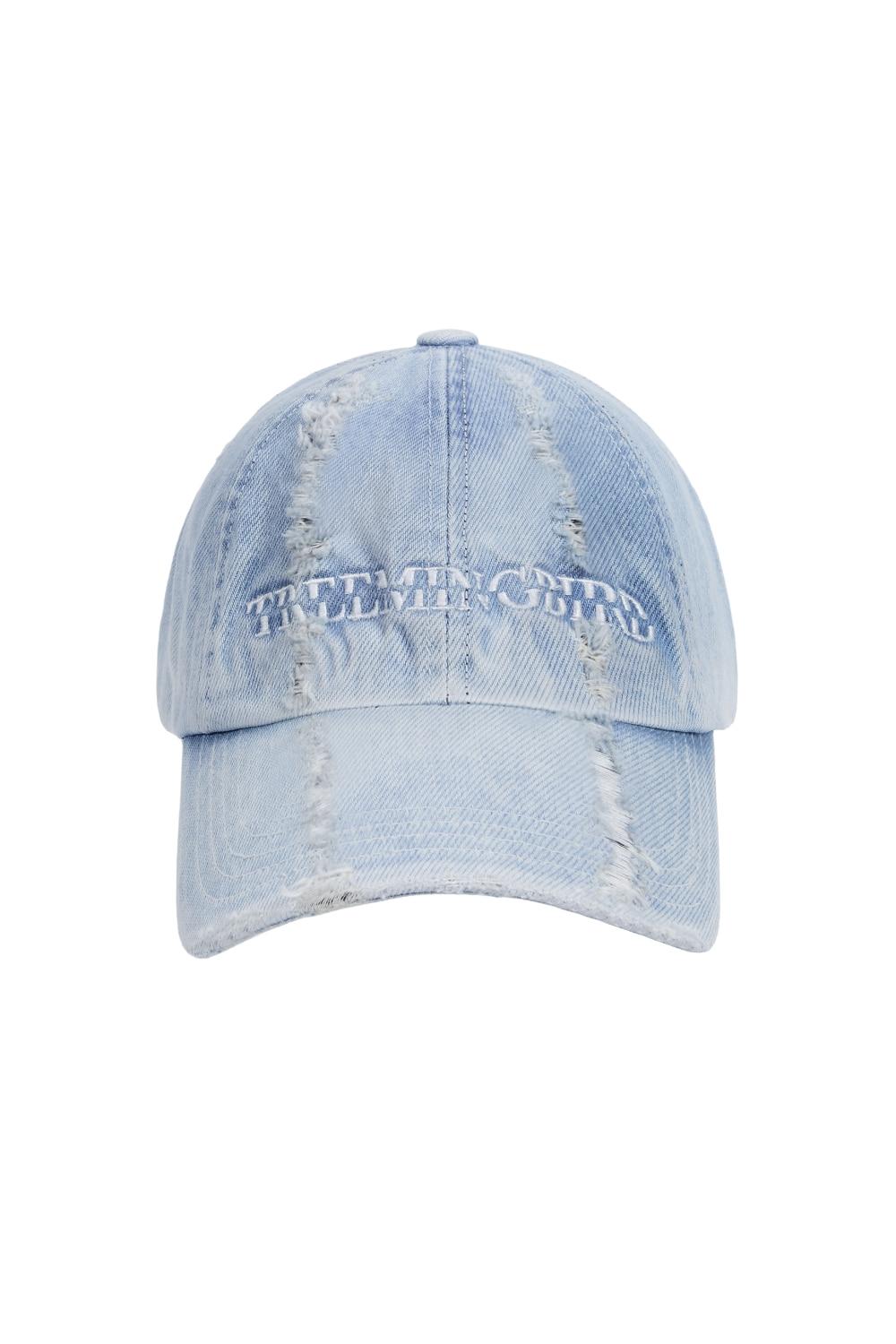 Washed Brim Distressed Denim Cap [ Blue ]