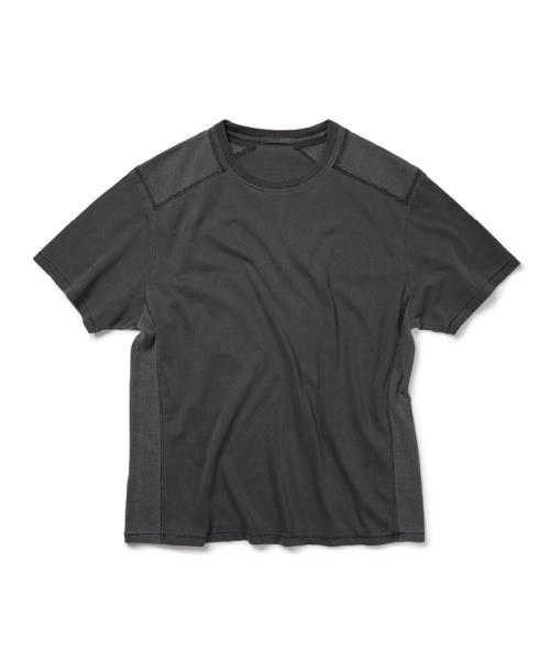 MIXED SHOULDER PANEL TEE (CHARCOAL)