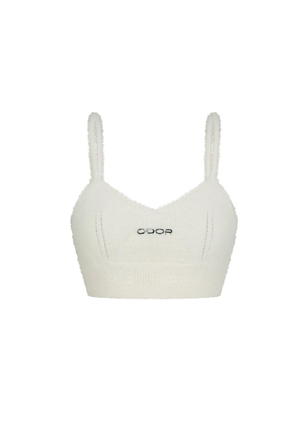 Fuzzy bustier in ivory