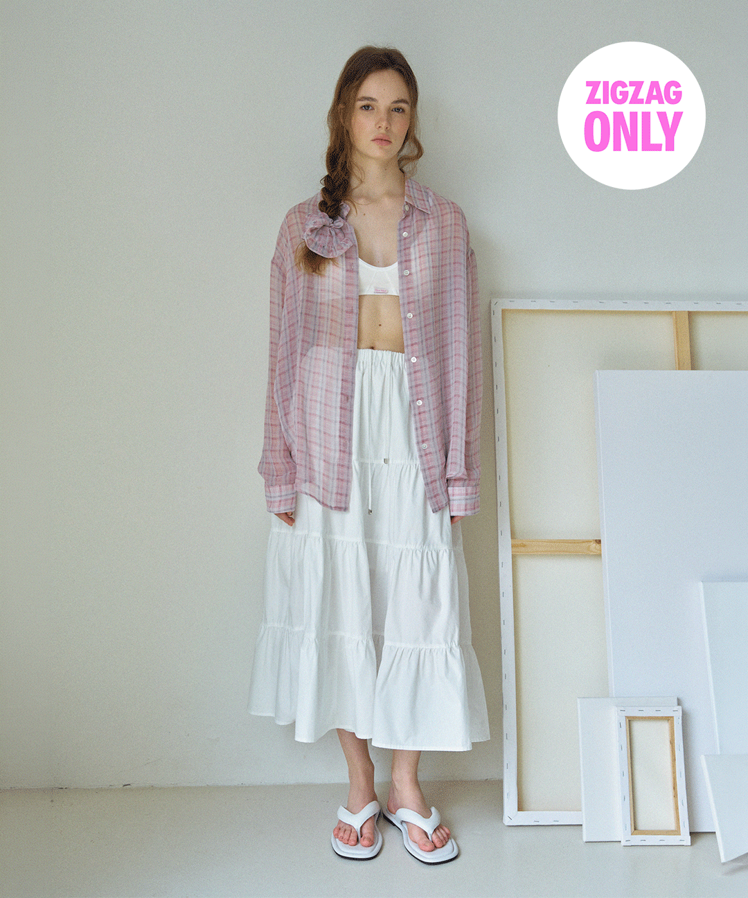 하네 [희지 PICK][지그재그 단독] [기장선택] 맥시 티어드 스커트_Milk