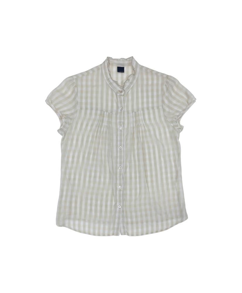 [중고] ships 쉽스 깅엄체크 프렌치 슬리브 블라우스