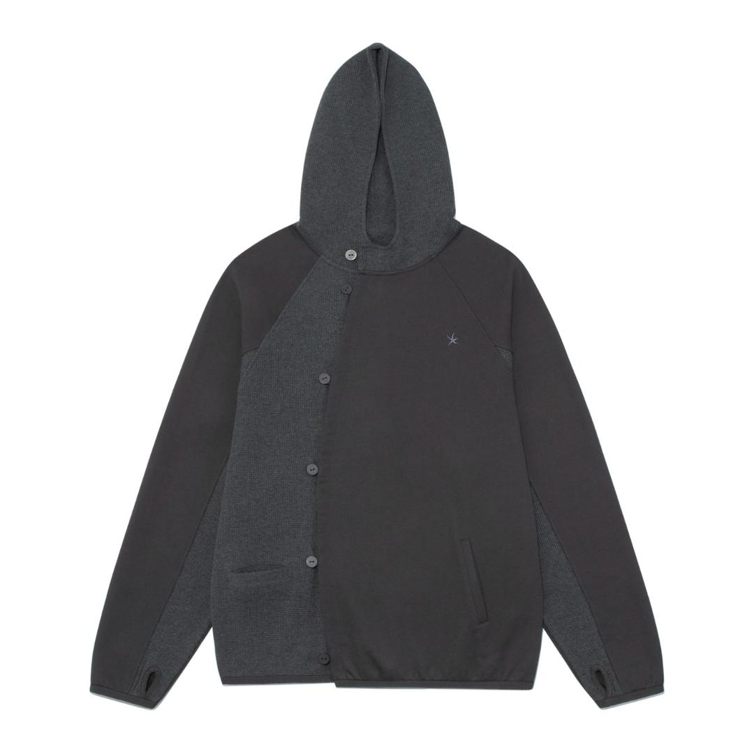 TCM curved button waffle jacket (charcoal)