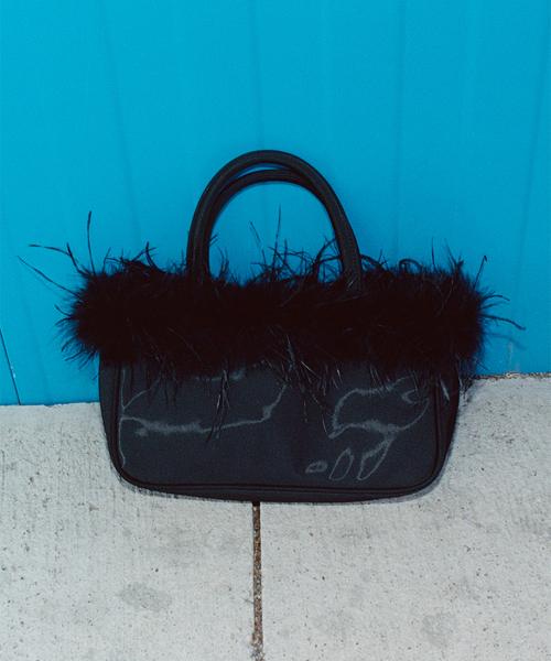 Ostrich Hair Tote Bag / Black