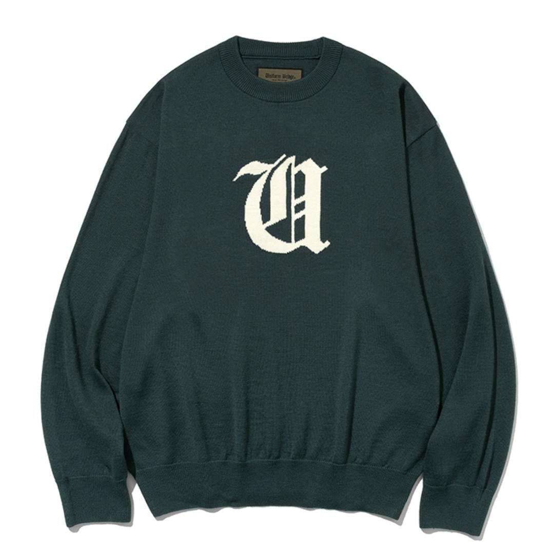 crew neck knit green