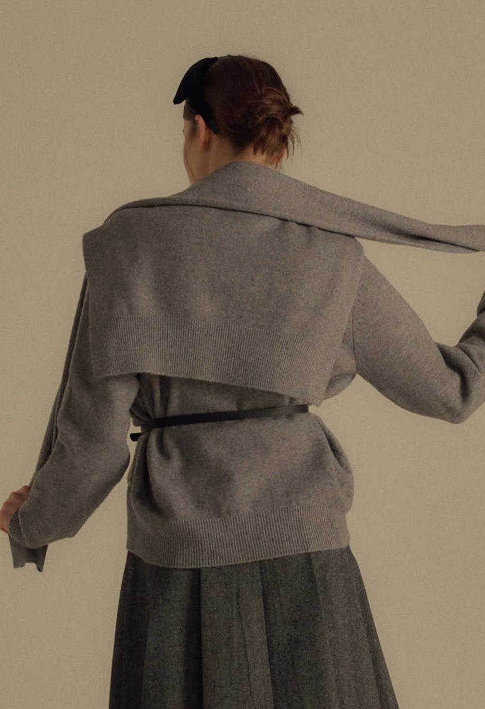 Vanilla basic wool knit shawl (WINTER)