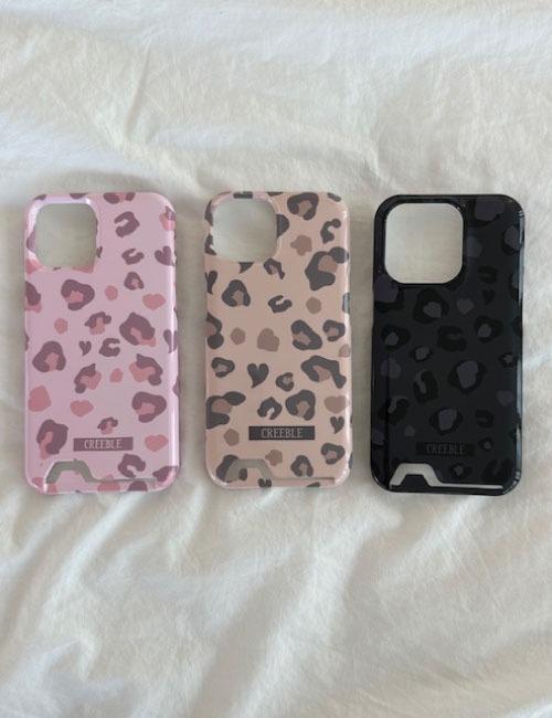 Heart leopard card case