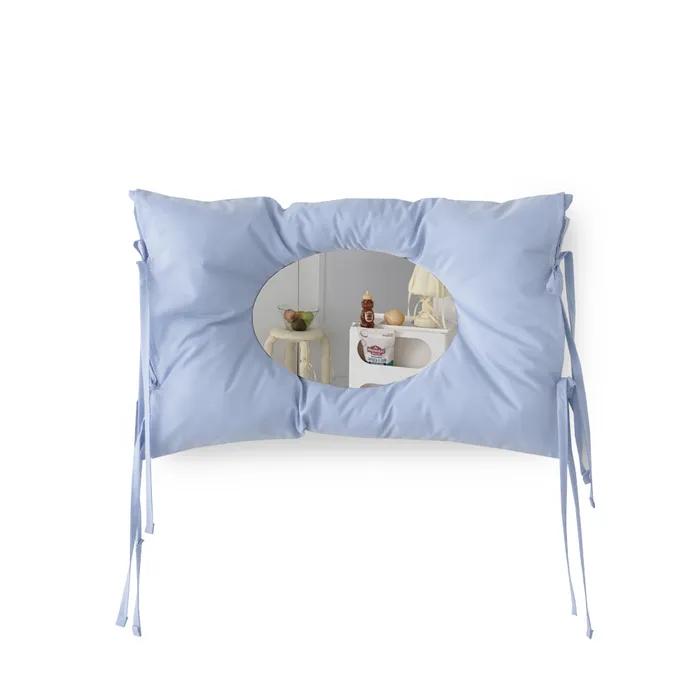 ribbon mirror (sky blue) 리본 쿠션 거울