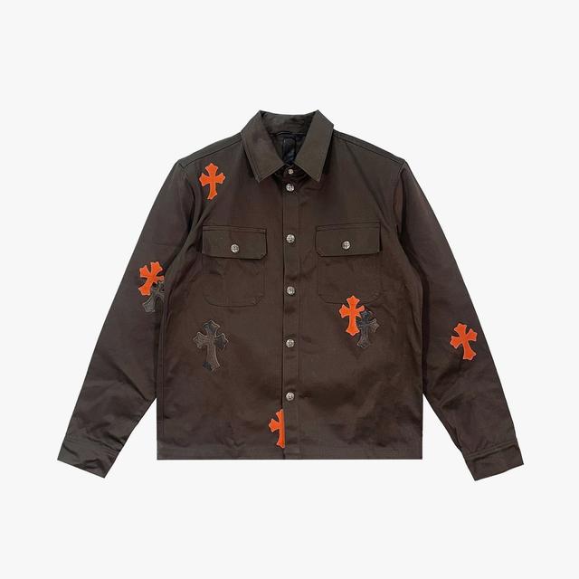 크롬하츠 Chrome Hearts Work Dog Orange Leather Cross Patch Shirt