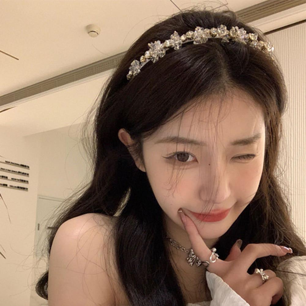 다이아 유리조각 비즈 헤어밴드 (2color)