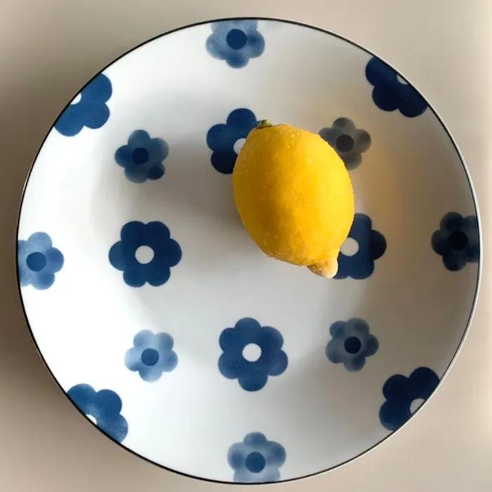 모모 플라워 원형 파스타 접시 브런치 플레이팅 쿠프 그릇