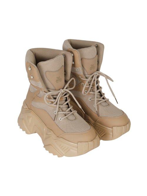 PLATFORM BOOTS SNEAKERS BEIGE