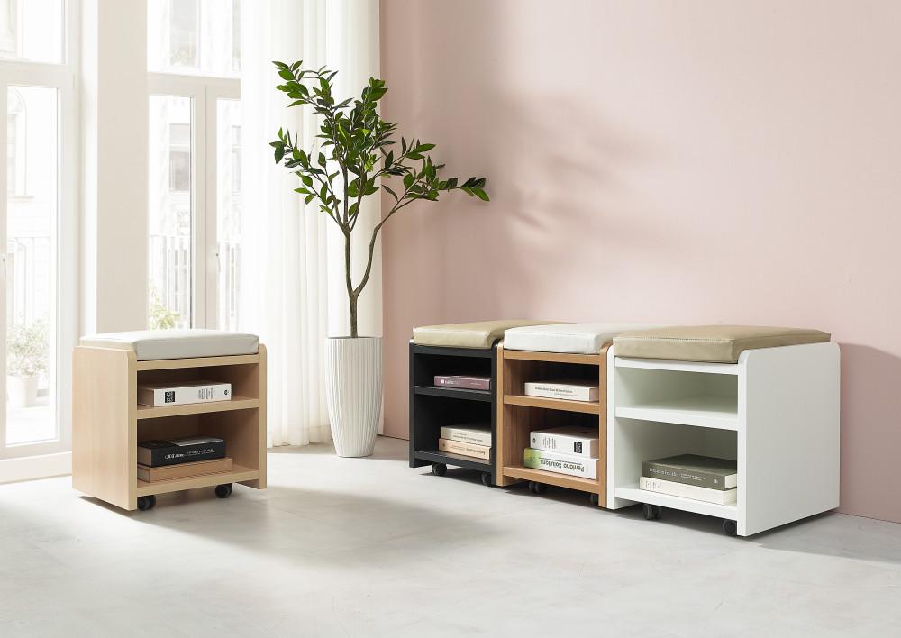 ( 에렉투스 ) 다용도 이동 수납스툴 - 의자+스툴+수납장+가방대+선반대+발받치대