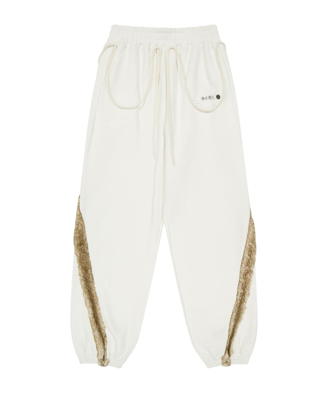Side Fur Trim Sweatpants / Ivory