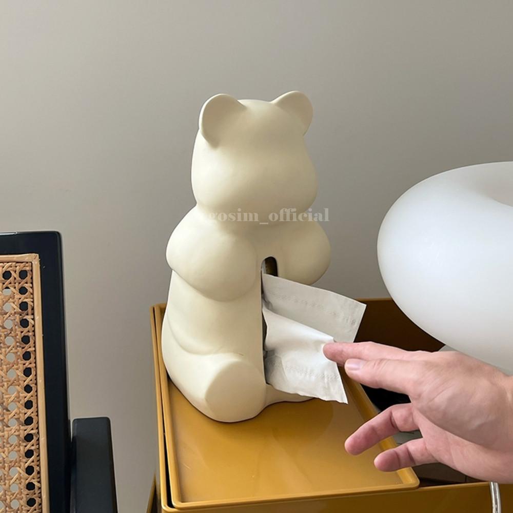 고심 곰돌이 티슈 케이스 각티슈 세라믹 인테리어 휴지케이스