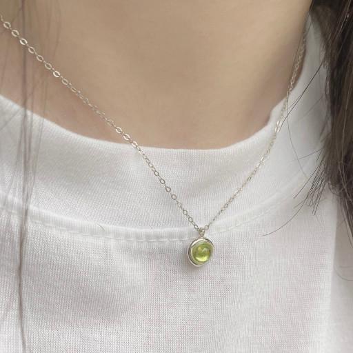 페리도트 퓨어 올리브 원석 목걸이