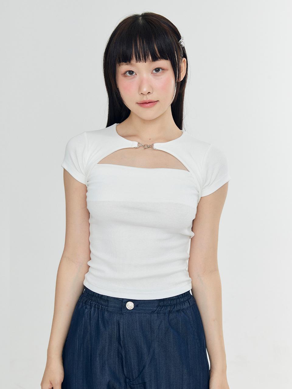 하트 버클 티셔츠 - 화이트 (HEART BUCKLE T-SHIRT - WHITE)