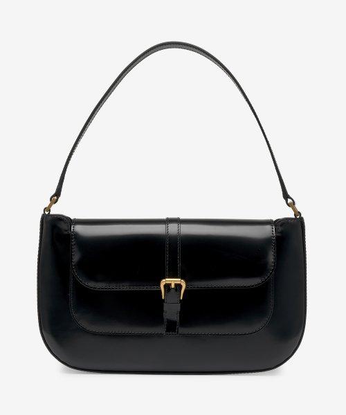 여성 미란다 세미 페이턴트 레더 숄더백 - 블랙 / 19PFMDASBLWMEDBL