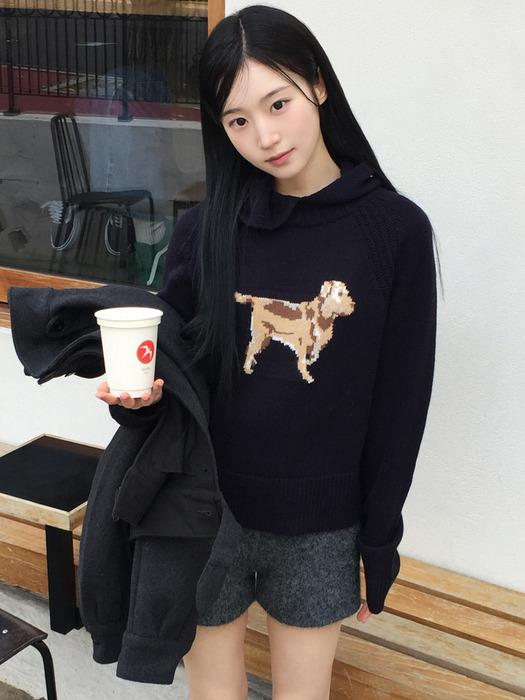 [시은PICK]woolfie Balaclava Knit Hood_Navy(OC25-KN18)