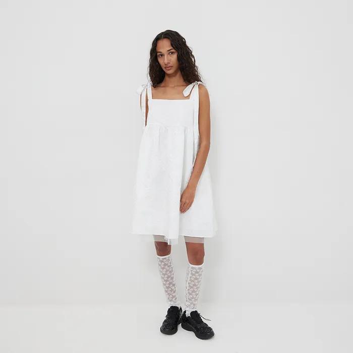 Rose Jacquard Volume Dress (white)