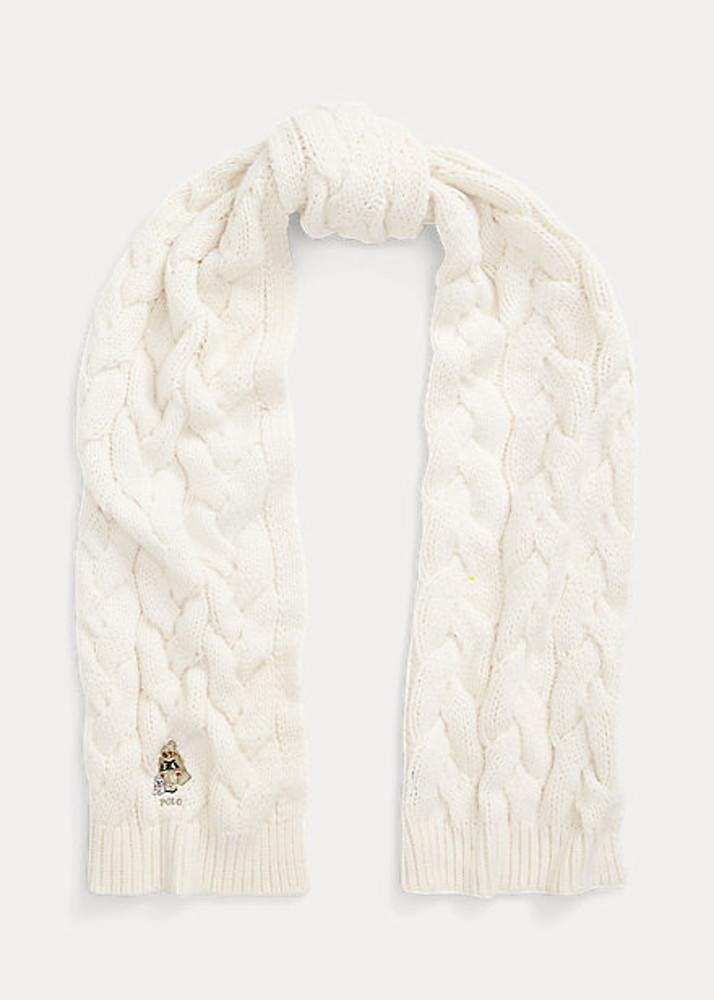 폴로랄프로렌 여성 폴로 베어 케이블 니트 울 블렌드 스카프 목도리