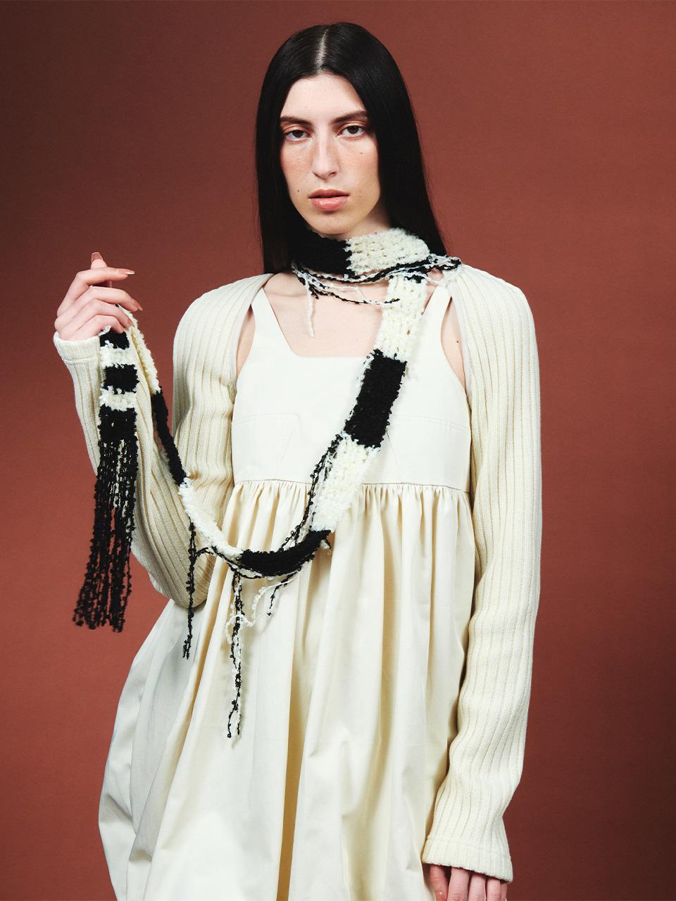 Striped Muffler UNISEX Black Off-White